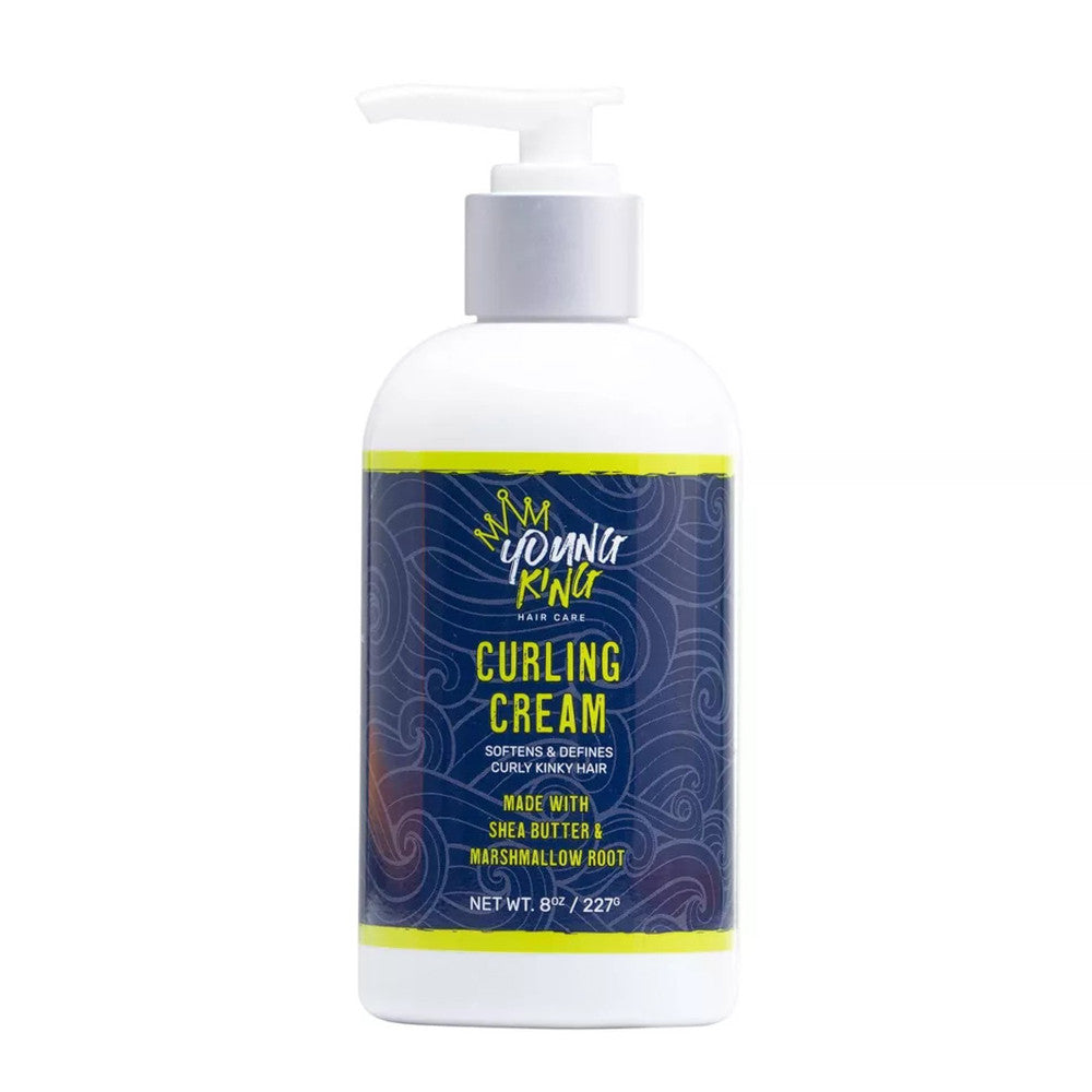 Young King Curling Cream, Softens Curly Hair, Shea Butter and Marshmallow Root, 8 Oz
